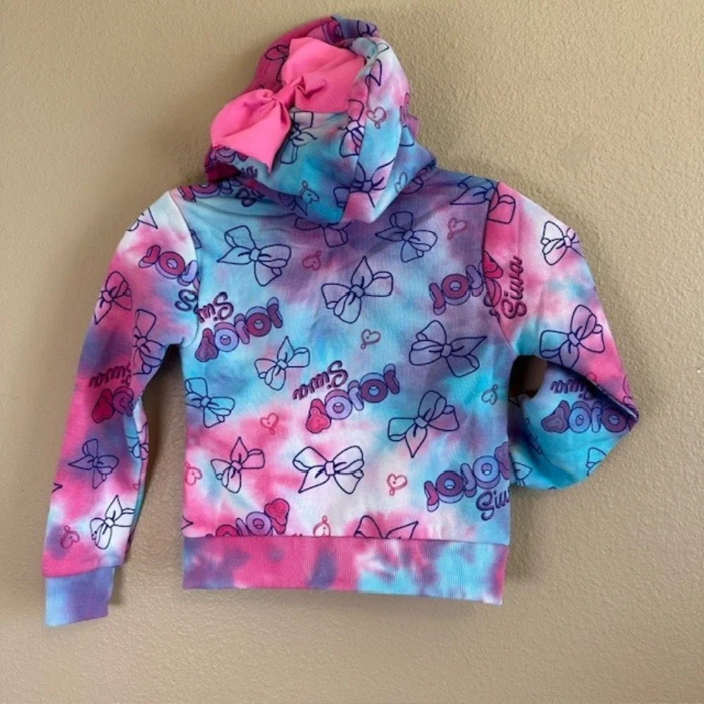 JoJo Siwa Girls Tie Dye 3D‎ Bow Zip-up Hoodie Jacket XS 4/5 NWOT